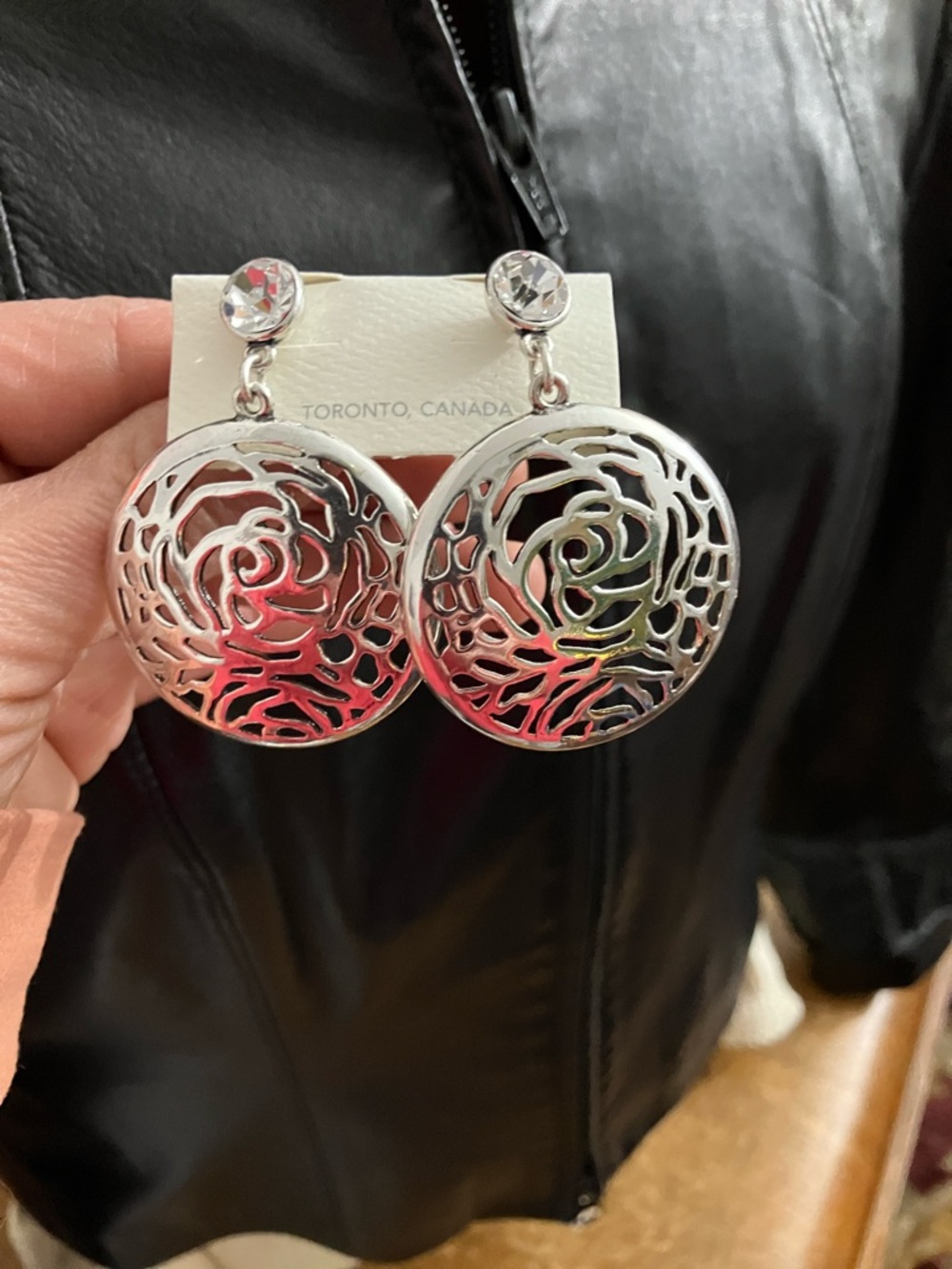 Silver Filigree Rose Drop Earrings - Women Jewelry